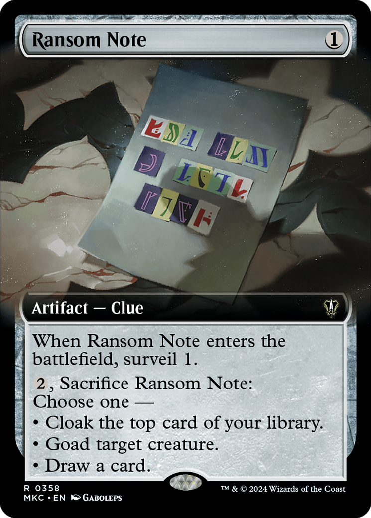 Ransom Note (0358) (Extended Art) [Murders at Karlov Manor Commander] - Magic: The Gathering - Card Brawlers | Quebec | Canada |