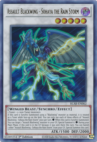 Assault Blackwing - Sohaya the Rain Storm [BLAR-EN062] Ultra Rare - Yu-Gi-Oh! - Card Brawlers | Quebec | Canada |
