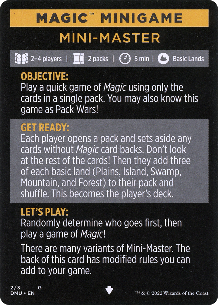 Mini-Master (Magic Minigame) [Commander Legends: Battle for Baldur's Gate Minigame] - Magic: The Gathering - Card Brawlers | Quebec | Canada |