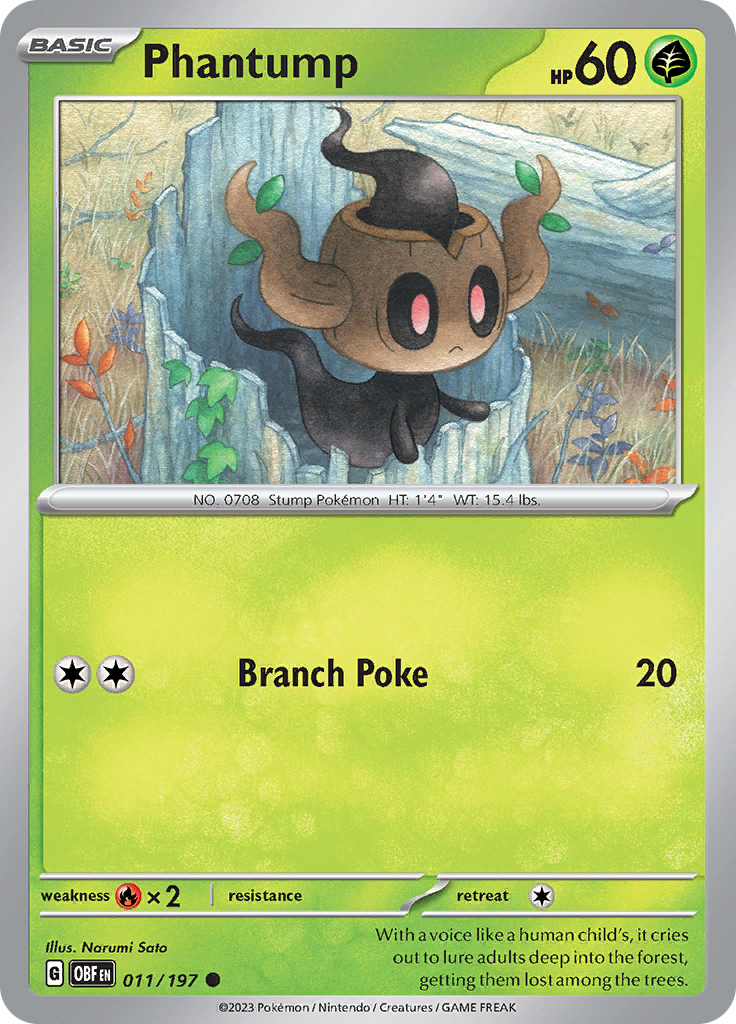 Phantump (011/197) [Scarlet & Violet: Obsidian Flames] - Pokémon - Card Brawlers | Quebec | Canada |