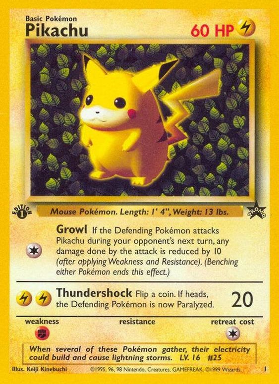 Pikachu (1) (1st Edition Misprint Promo) [Wizards of the Coast: Black Star Promos] - Pokémon - Card Brawlers | Quebec | Canada |