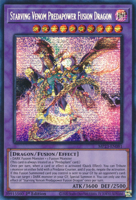 Starving Venom Predapower Fusion Dragon [MP23-EN081] Prismatique Secret Rare 