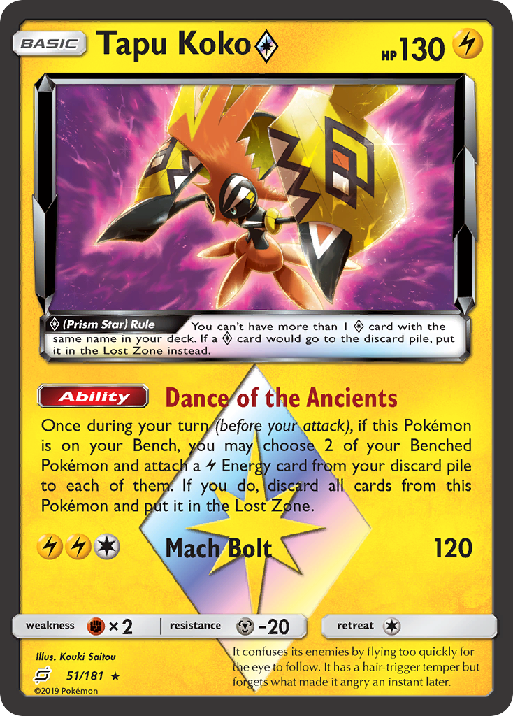 Tapu Koko (51/181) (Prism Star) [Sun & Moon: Team Up] - Pokémon - Card Brawlers | Quebec | Canada |