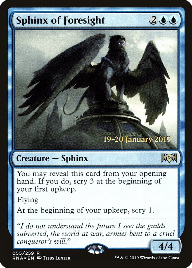 Sphinx of Foresight [Ravnica Allegiance Prerelease Promos] - Magic: The Gathering - Card Brawlers | Quebec | Canada |