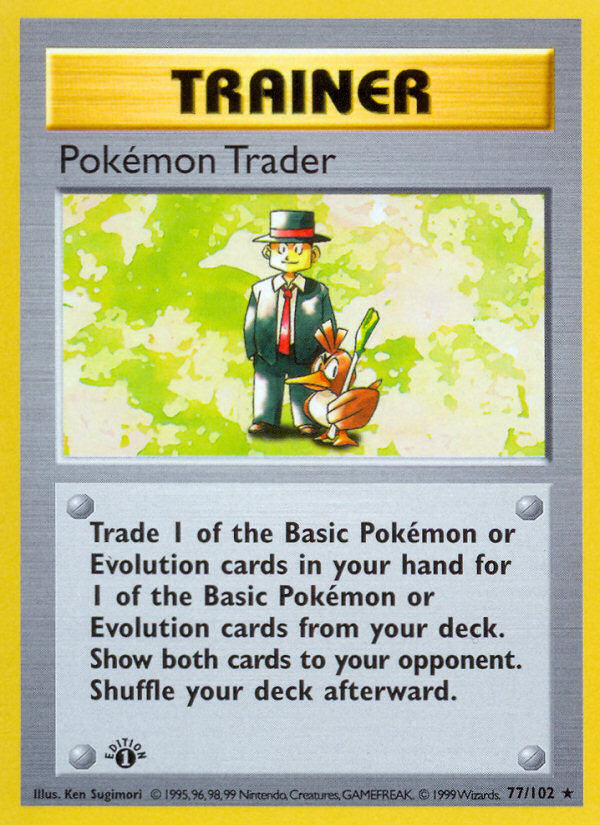 Pokemon Trader (77/102) (Shadowless) [Base Set 1st Edition] - Pokémon - Card Brawlers | Quebec | Canada |