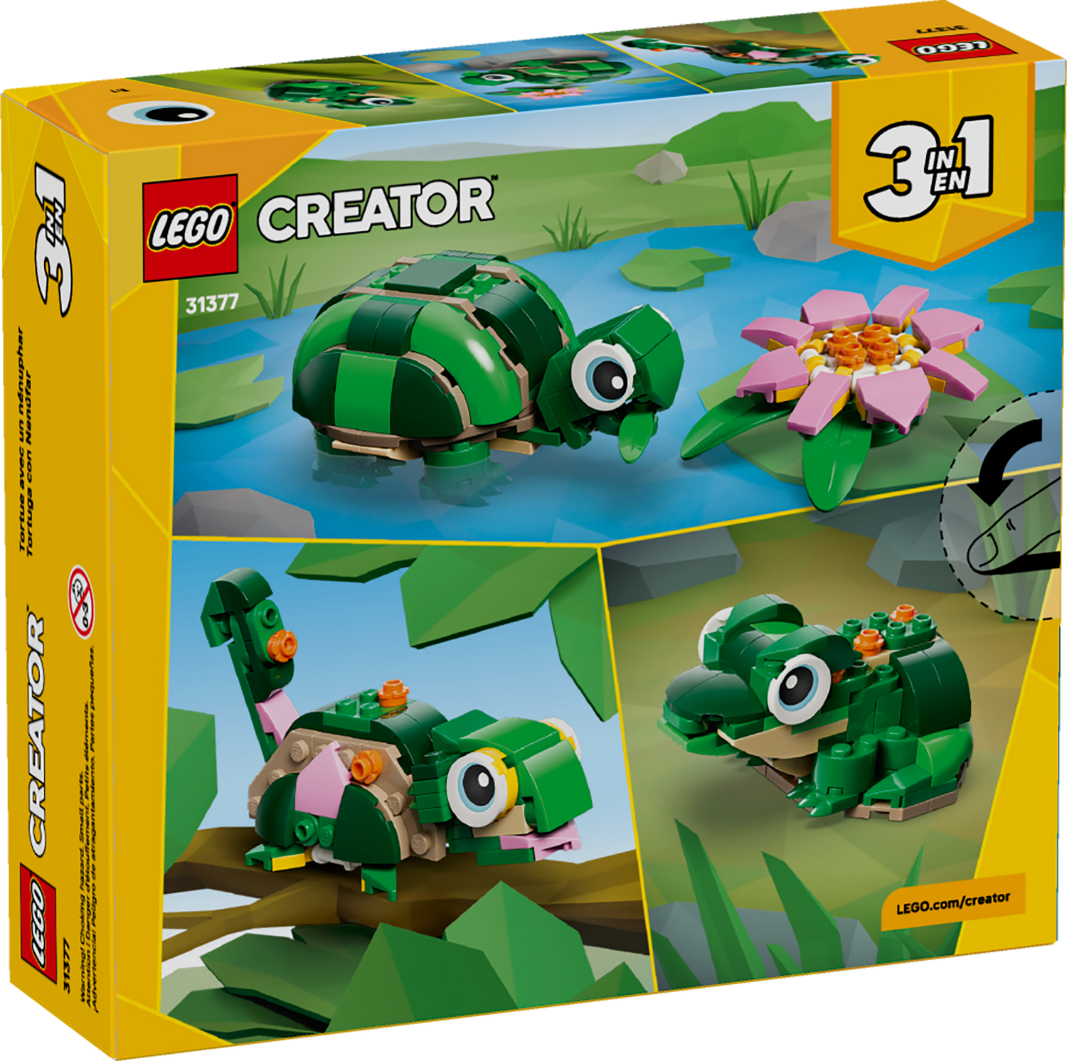 LEGO - Creator - 3 in 1 Turtle with a Water Lily Flower Toy - Building Kit - 31377