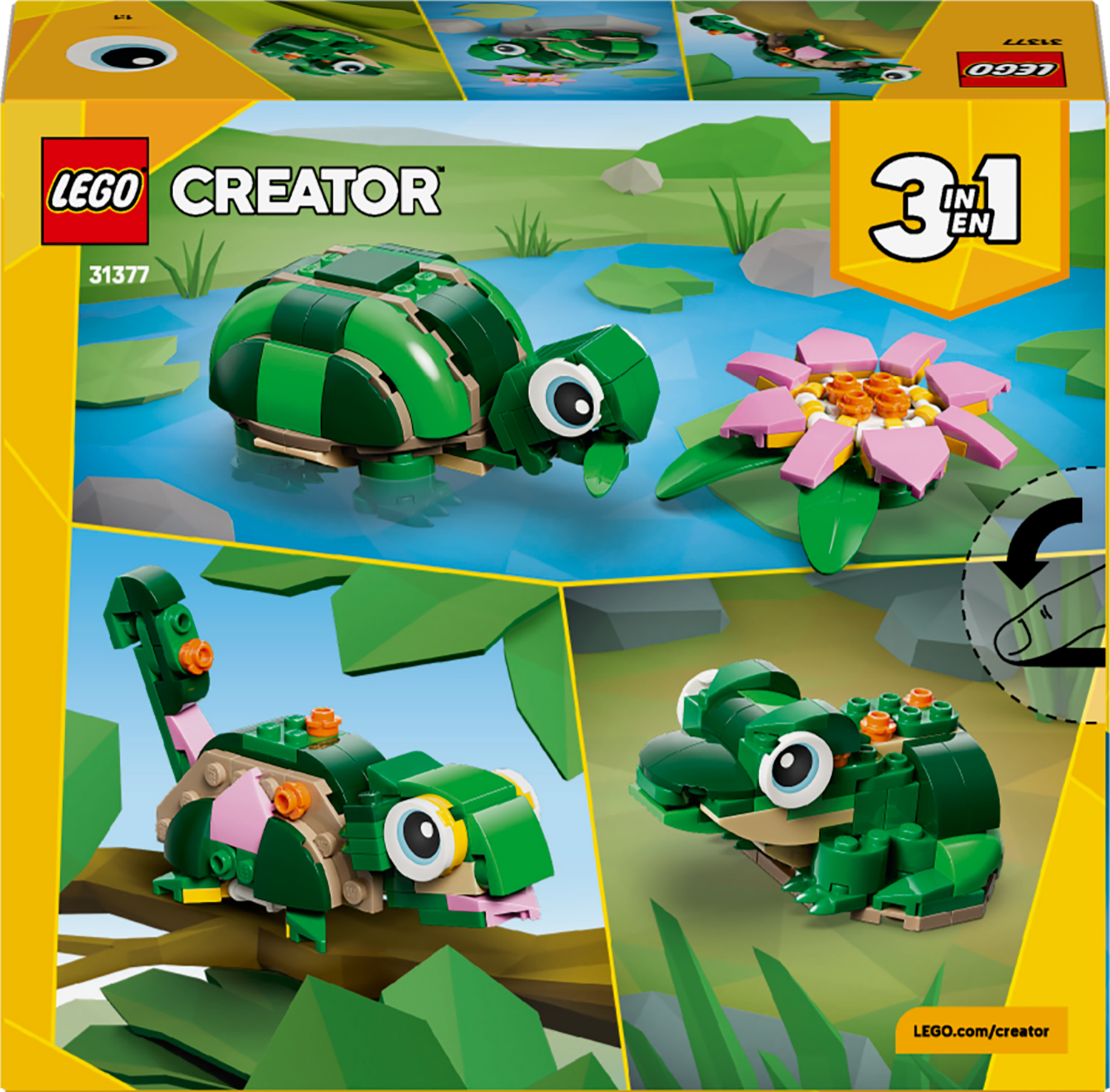 LEGO - Creator - 3 in 1 Turtle with a Water Lily Flower Toy - Building Kit - 31377