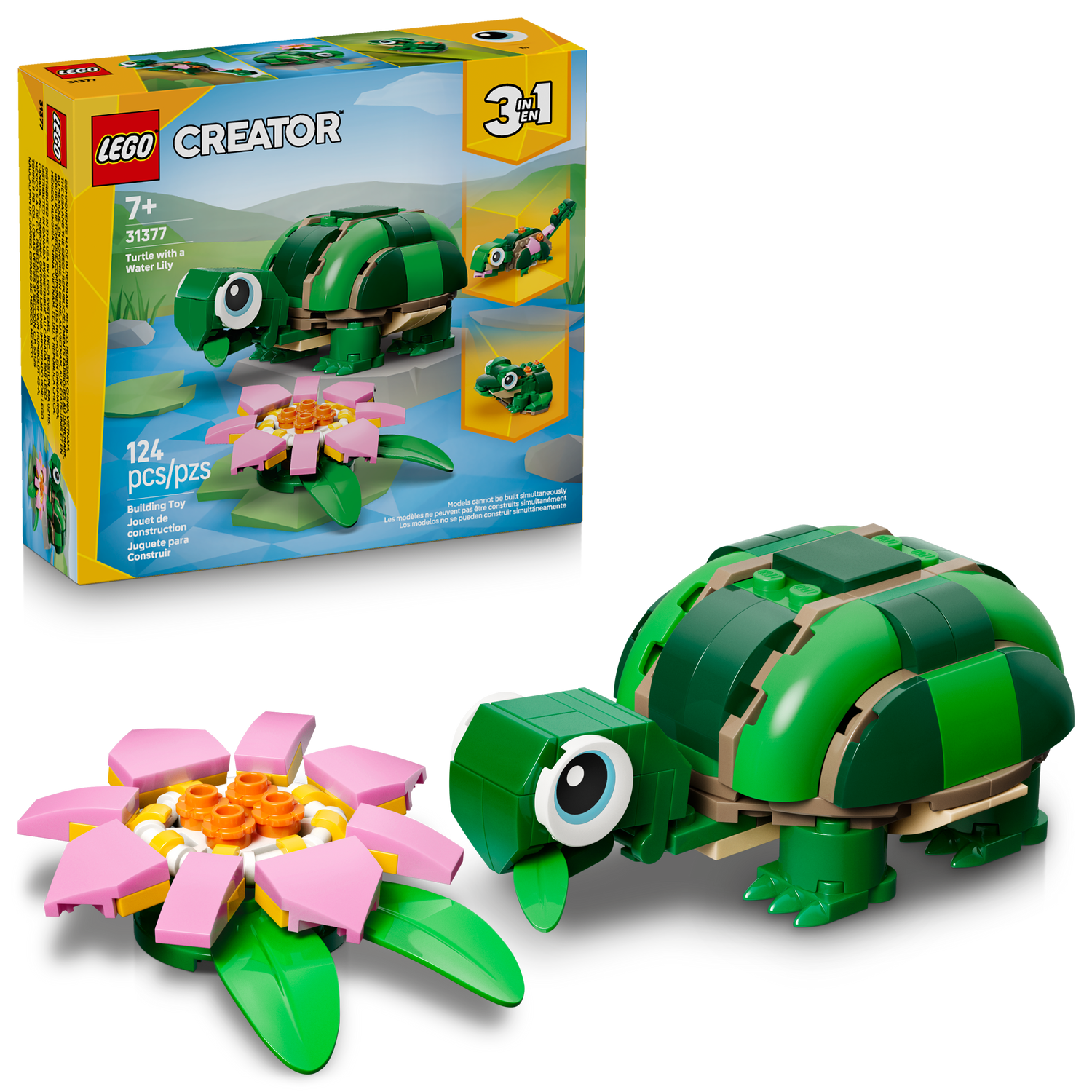 LEGO - Creator - 3 in 1 Turtle with a Water Lily Flower Toy - Building Kit - 31377
