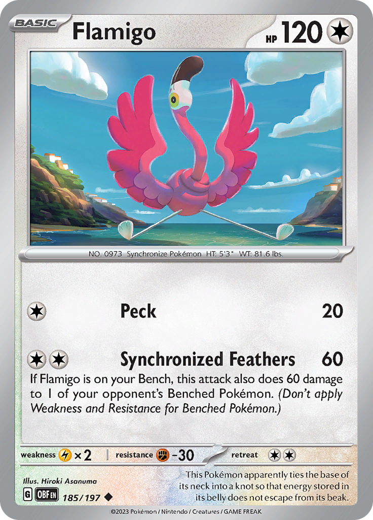 Flamigo (185/197) [Scarlet & Violet: Obsidian Flames] - Pokémon - Card Brawlers | Quebec | Canada |