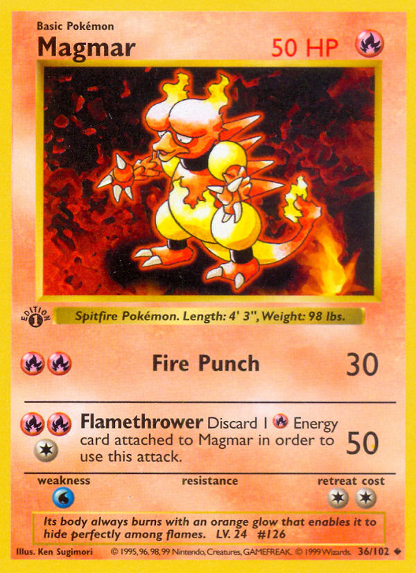 Magmar (36/102) (Shadowless) [Base Set 1st Edition] - Pokémon - Card Brawlers | Quebec | Canada |
