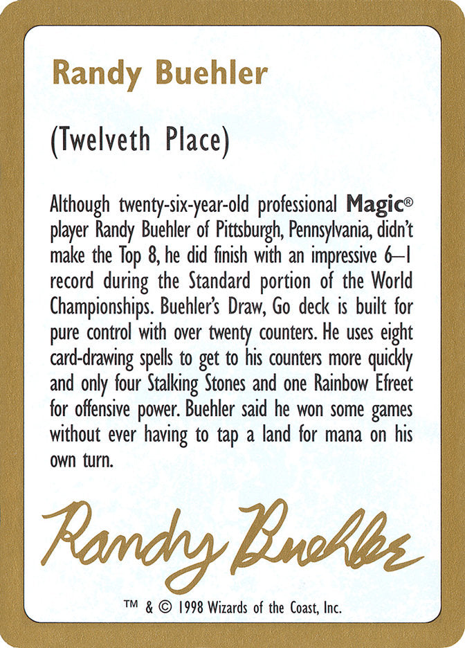 Randy Buehler Bio [World Championship Decks 1998] - Magic: The Gathering - Card Brawlers | Quebec | Canada |