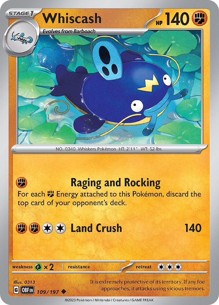 Whiscash (109/197) [Scarlet & Violet: Obsidian Flames] - Pokémon - Card Brawlers | Quebec | Canada |