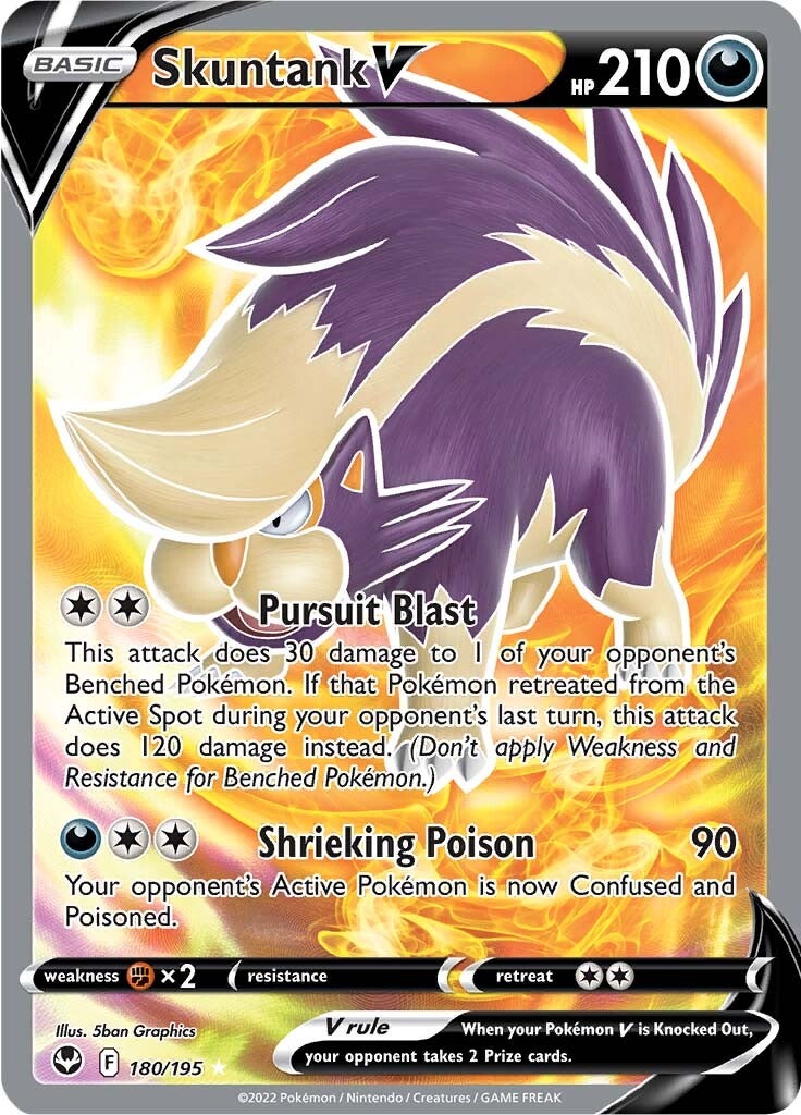 Skuntank V (180/195) [Sword & Shield: Silver Tempest] - Pokémon - Card Brawlers | Quebec | Canada |