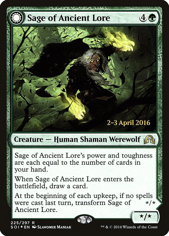 Sage of Ancient Lore // Werewolf of Ancient Hunger [Shadows over Innistrad Prerelease Promos] - Magic: The Gathering - Card Brawlers | Quebec | Canada |