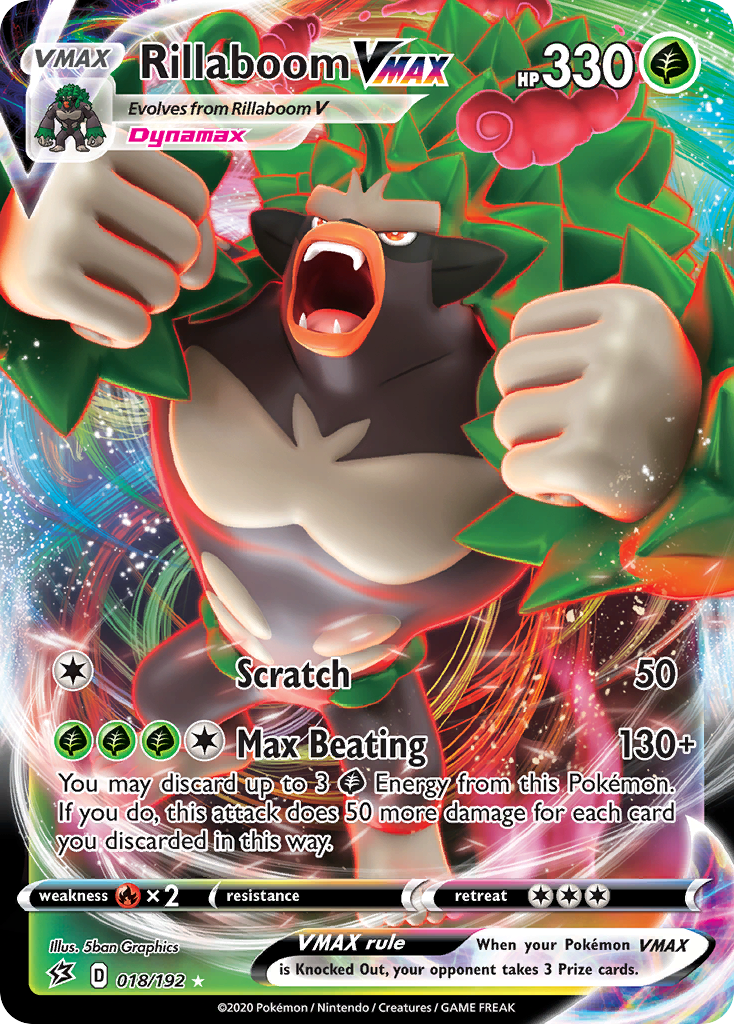 Rillaboom VMAX (018/192) [Sword & Shield: Rebel Clash] - Pokémon - Card Brawlers | Quebec | Canada |