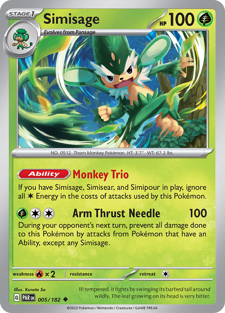 Simisage (005/182) [Scarlet & Violet: Paradox Rift] - Pokémon - Card Brawlers | Quebec | Canada |