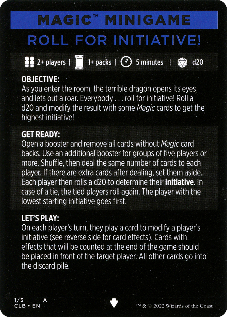 Roll for Initiative! (Magic Minigame) [Commander Legends: Battle for Baldur's Gate Minigame] - Magic: The Gathering - Card Brawlers | Quebec | Canada |