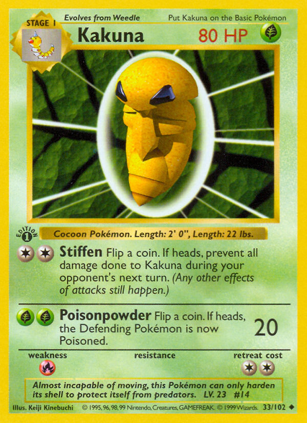 Kakuna (33/102) (Shadowless) [Base Set 1st Edition] - Pokémon - Card Brawlers | Quebec | Canada |