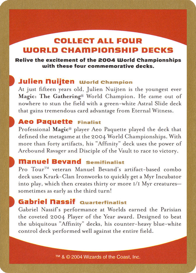 2004 World Championships Ad [World Championship Decks 2004] - Magic: The Gathering - Card Brawlers | Quebec | Canada |