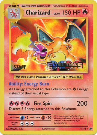 Charizard (11/108) (XY Evolutions Staff Prerelease) [XY: Black Star Promos] - Pokémon - Card Brawlers | Quebec | Canada |