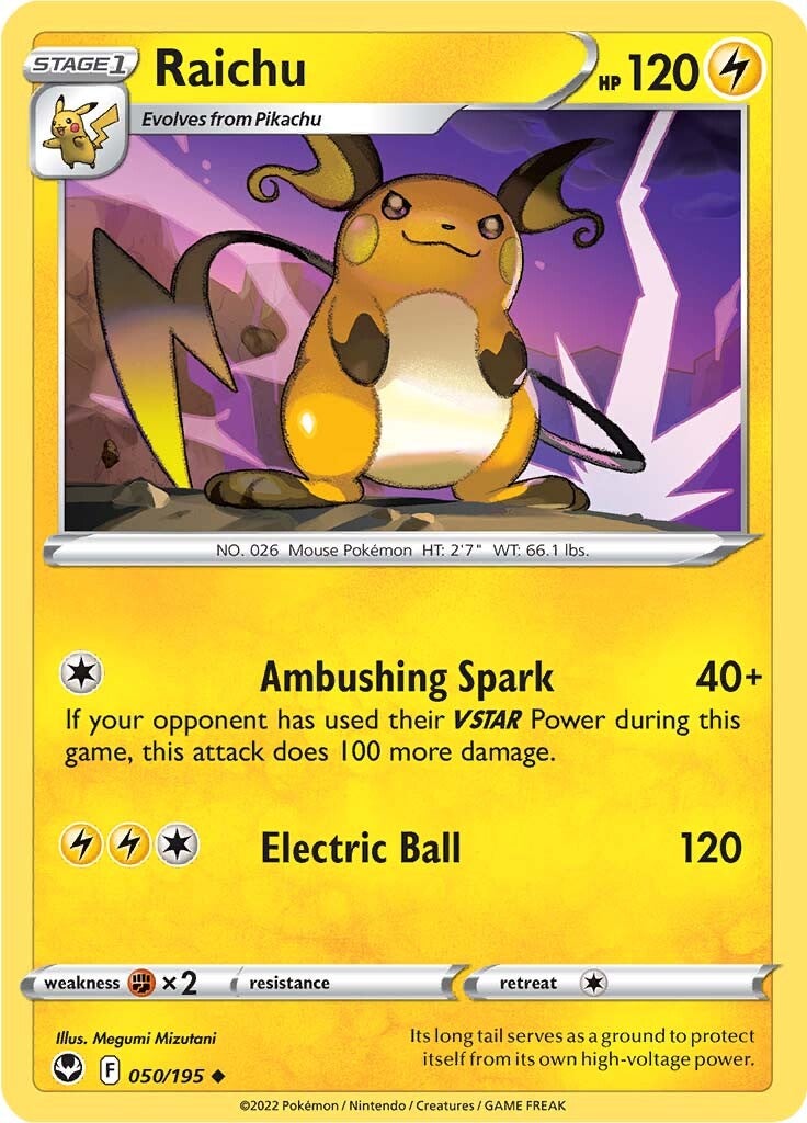 Raichu (050/195) [Sword & Shield: Silver Tempest] - Pokémon - Card Brawlers | Quebec | Canada |