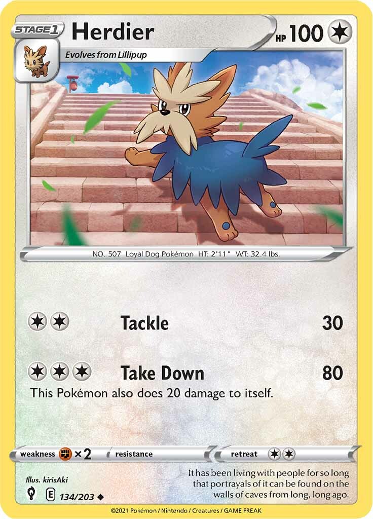 Herdier (134/203) [Sword & Shield: Evolving Skies] - Pokémon - Card Brawlers | Quebec | Canada |