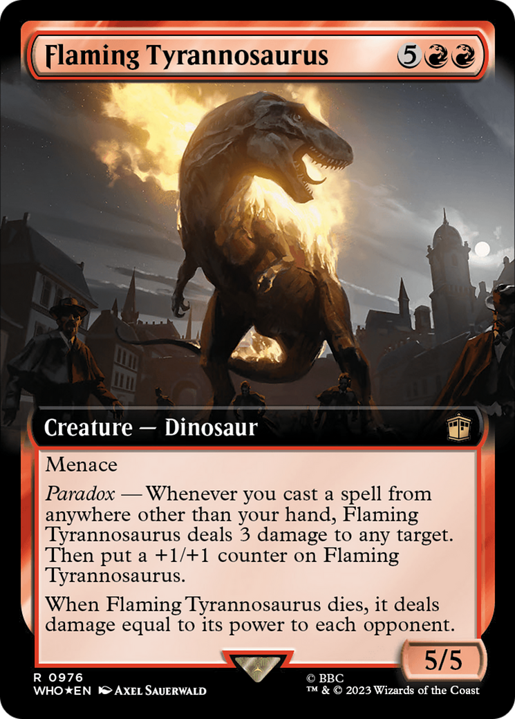 Flaming Tyrannosaurus (Extended Art) (Surge Foil) [Doctor Who] - Magic: The Gathering - Card Brawlers | Quebec | Canada |