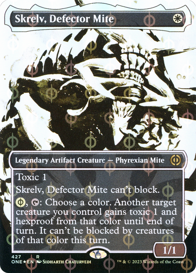 Skrelv, Defector Mite (Borderless Ichor Step-and-Compleat Foil) [Phyrexia: All Will Be One] - Magic: The Gathering - Card Brawlers | Quebec | Canada |