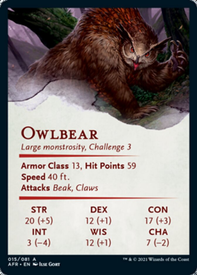 Owlbear Art Card [Dungeons & Dragons: Adventures in the Forgotten Realms Art Series] - Magic: The Gathering - Card Brawlers | Quebec | Canada |