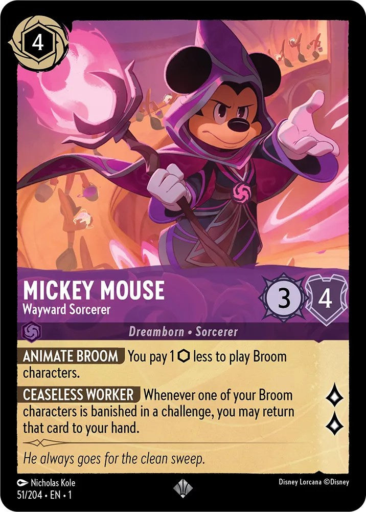 Mickey Mouse - Wayward Sorcerer (51/204) [The First Chapter] - Disney - Card Brawlers | Quebec | Canada |