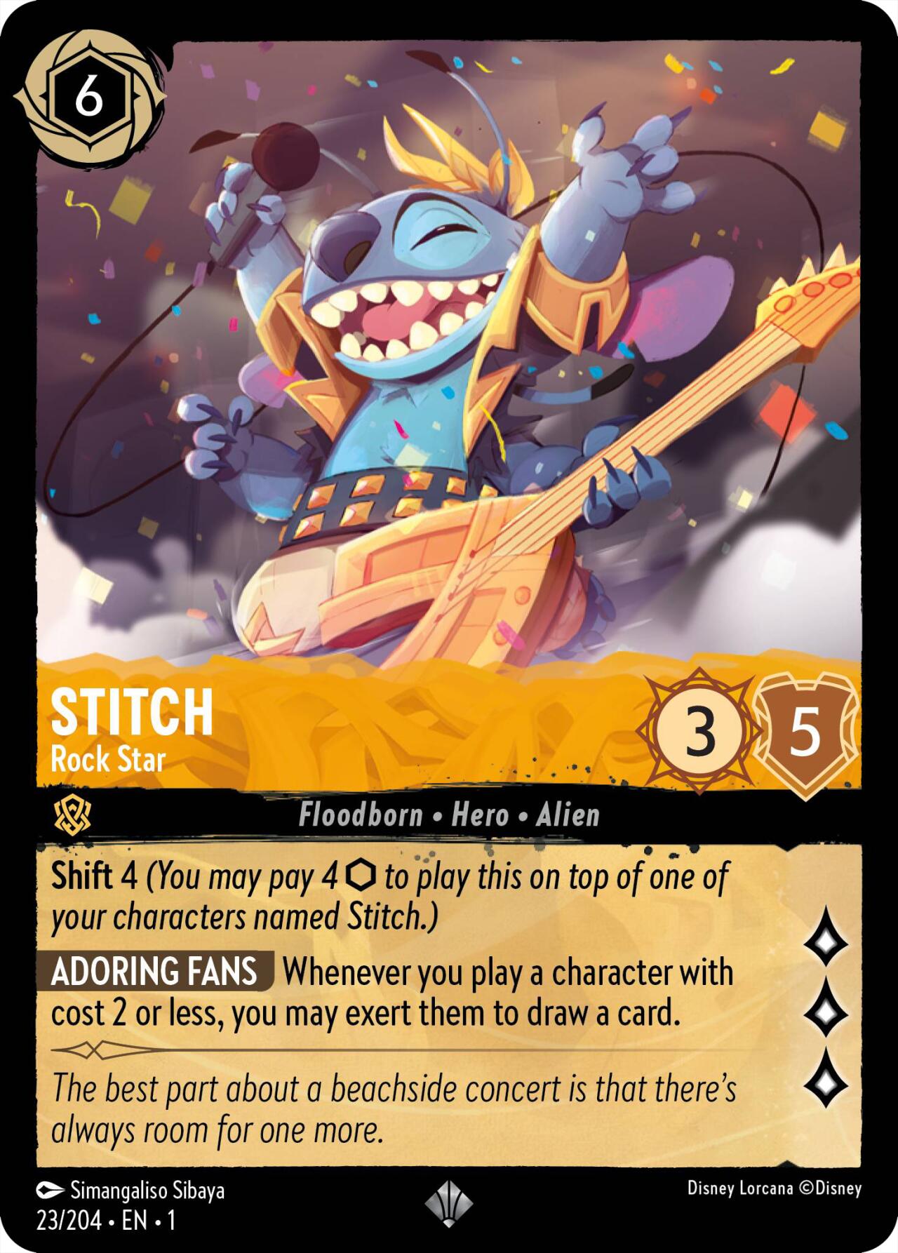 Stitch - Rock Star (23/204) [The First Chapter] - Disney - Card Brawlers | Quebec | Canada |