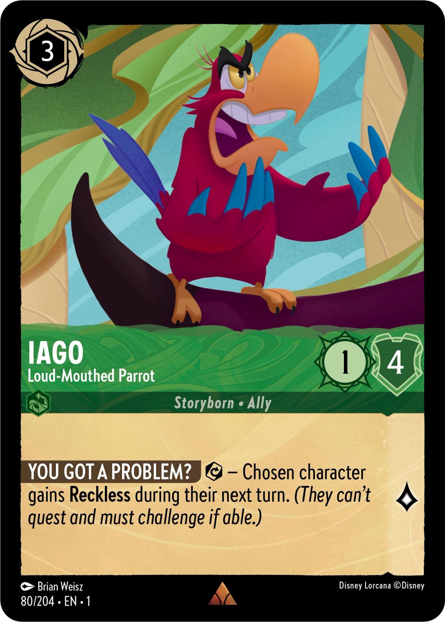 Iago - Loud-Mouthed Parrot (80/204) [The First Chapter] - Disney - Card Brawlers | Quebec | Canada |
