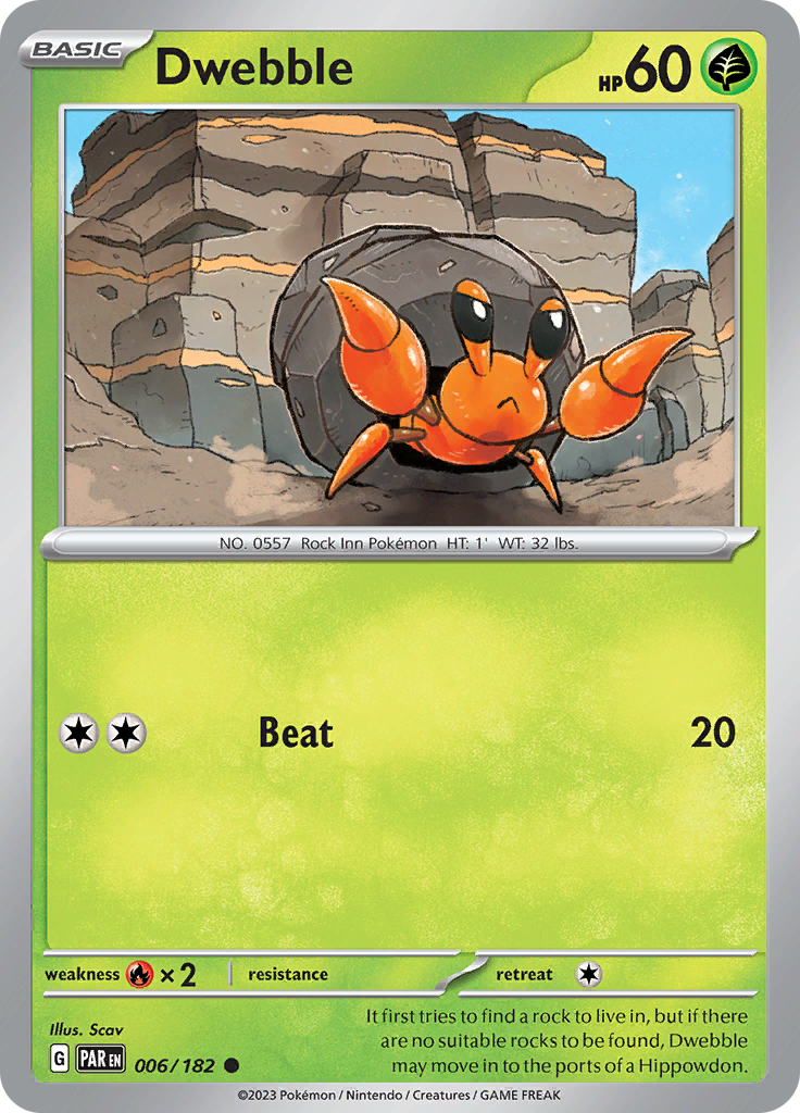 Dwebble (006/182) [Scarlet & Violet: Paradox Rift] - Pokémon - Card Brawlers | Quebec | Canada |