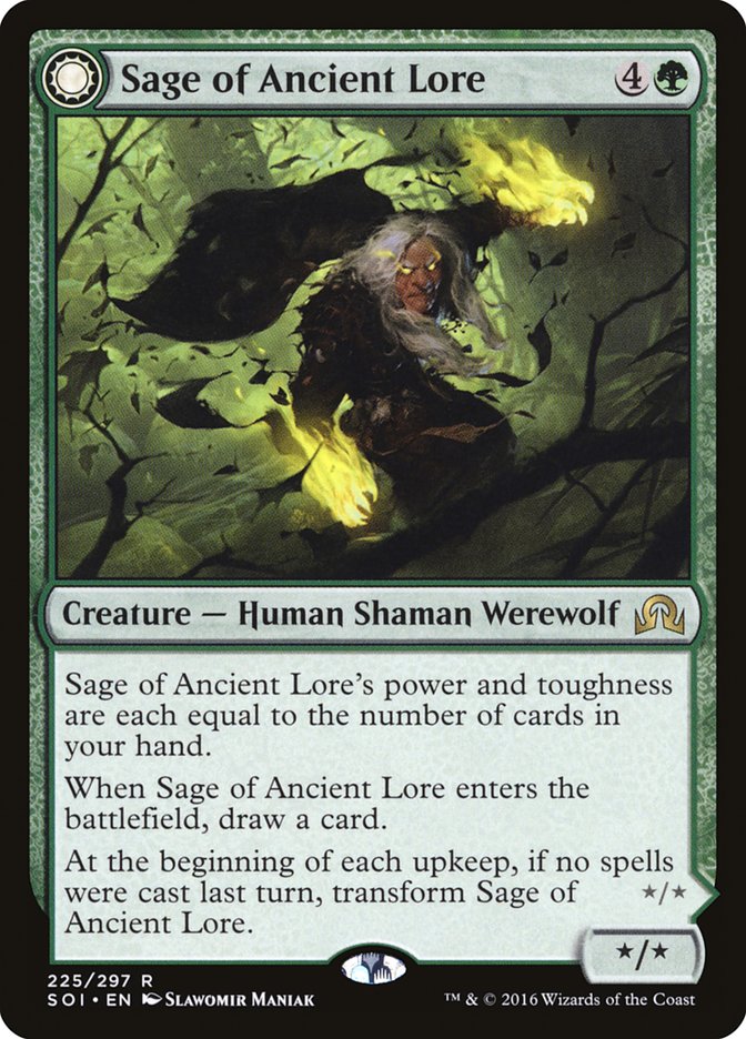 Sage of Ancient Lore // Werewolf of Ancient Hunger [Shadows over Innistrad] - Magic: The Gathering - Card Brawlers | Quebec | Canada |