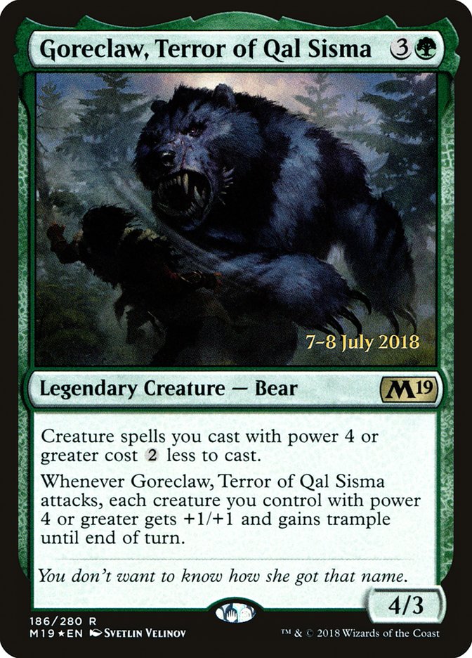 Goreclaw, Terror of Qal Sisma [Core Set 2019 Prerelease Promos] - Magic: The Gathering - Card Brawlers | Quebec | Canada |