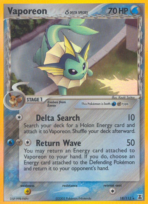 Vaporeon (18/113) (Delta Species) [EX: Delta Species] - Pokémon - Card Brawlers | Quebec | Canada |