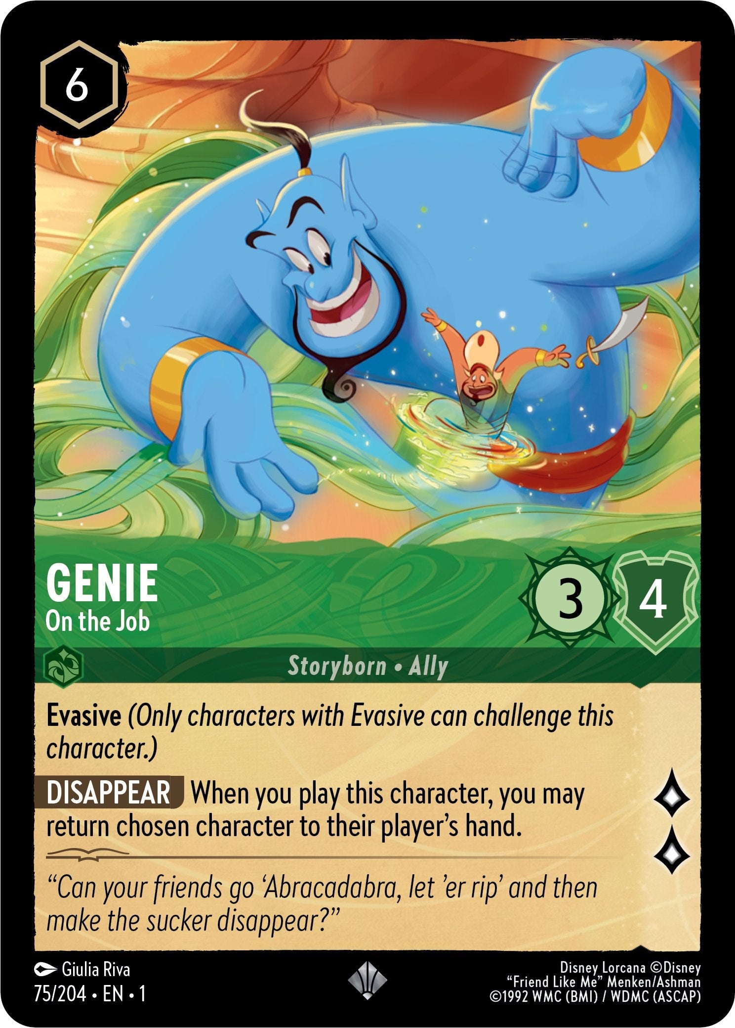 Genie - On the Job (75/204) [The First Chapter] - Disney - Card Brawlers | Quebec | Canada |