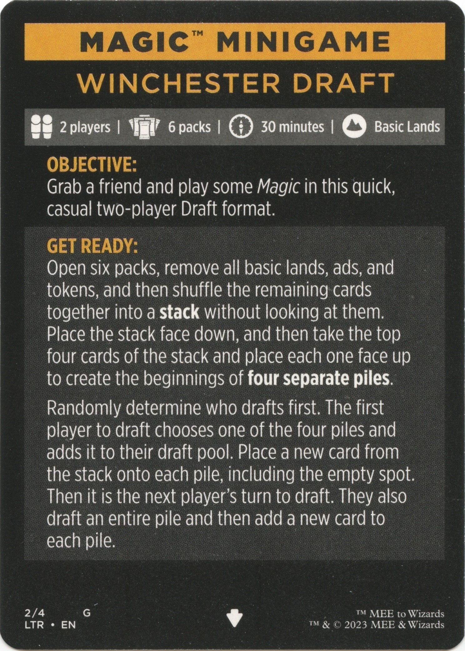 Winchester Draft (Magic Minigame) [The Lord of the Rings: Tales of Middle-Earth Minigame] - Magic: The Gathering - Card Brawlers | Quebec | Canada |