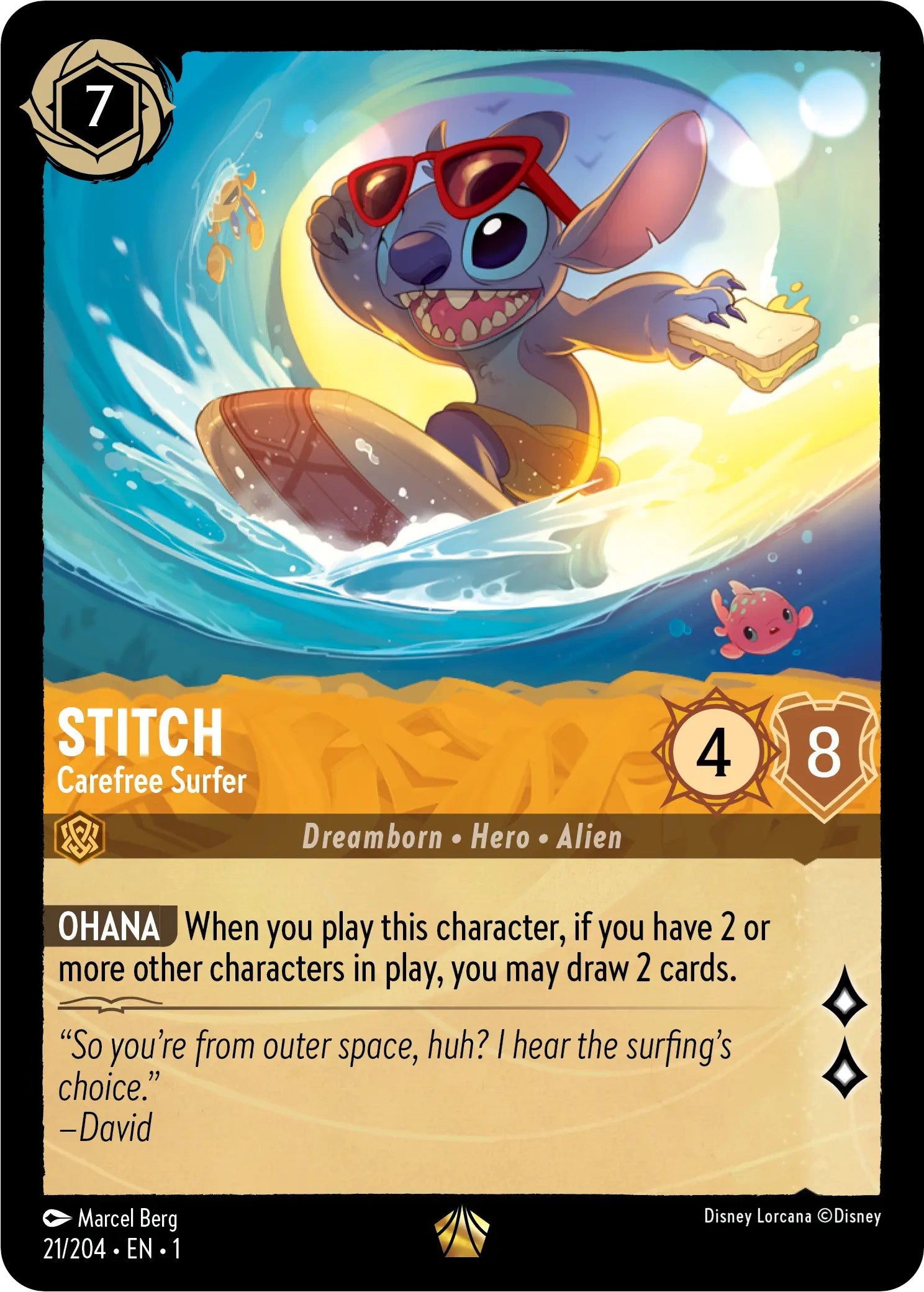 Stitch - Carefree Surfer (21/204) [The First Chapter] - Disney - Card Brawlers | Quebec | Canada |