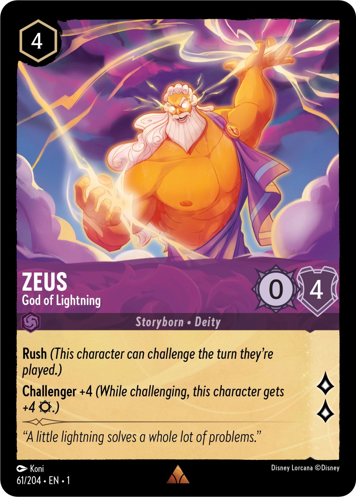 Zeus - God of Lightning (61/204) [The First Chapter] - Disney - Card Brawlers | Quebec | Canada |