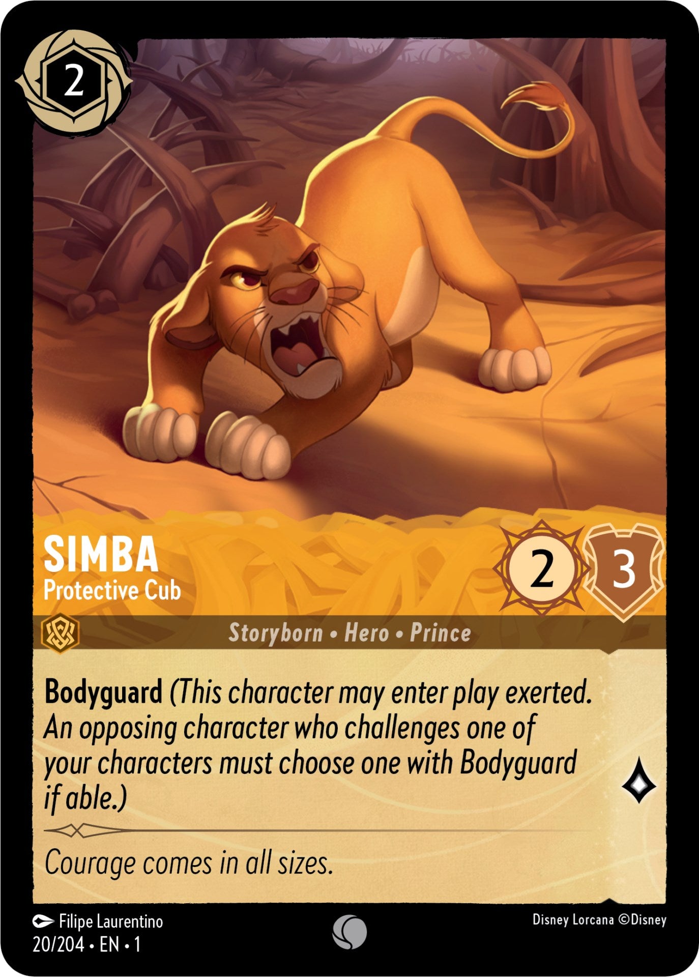 Simba - Protective Cub (20/204) [The First Chapter] - Disney - Card Brawlers | Quebec | Canada |