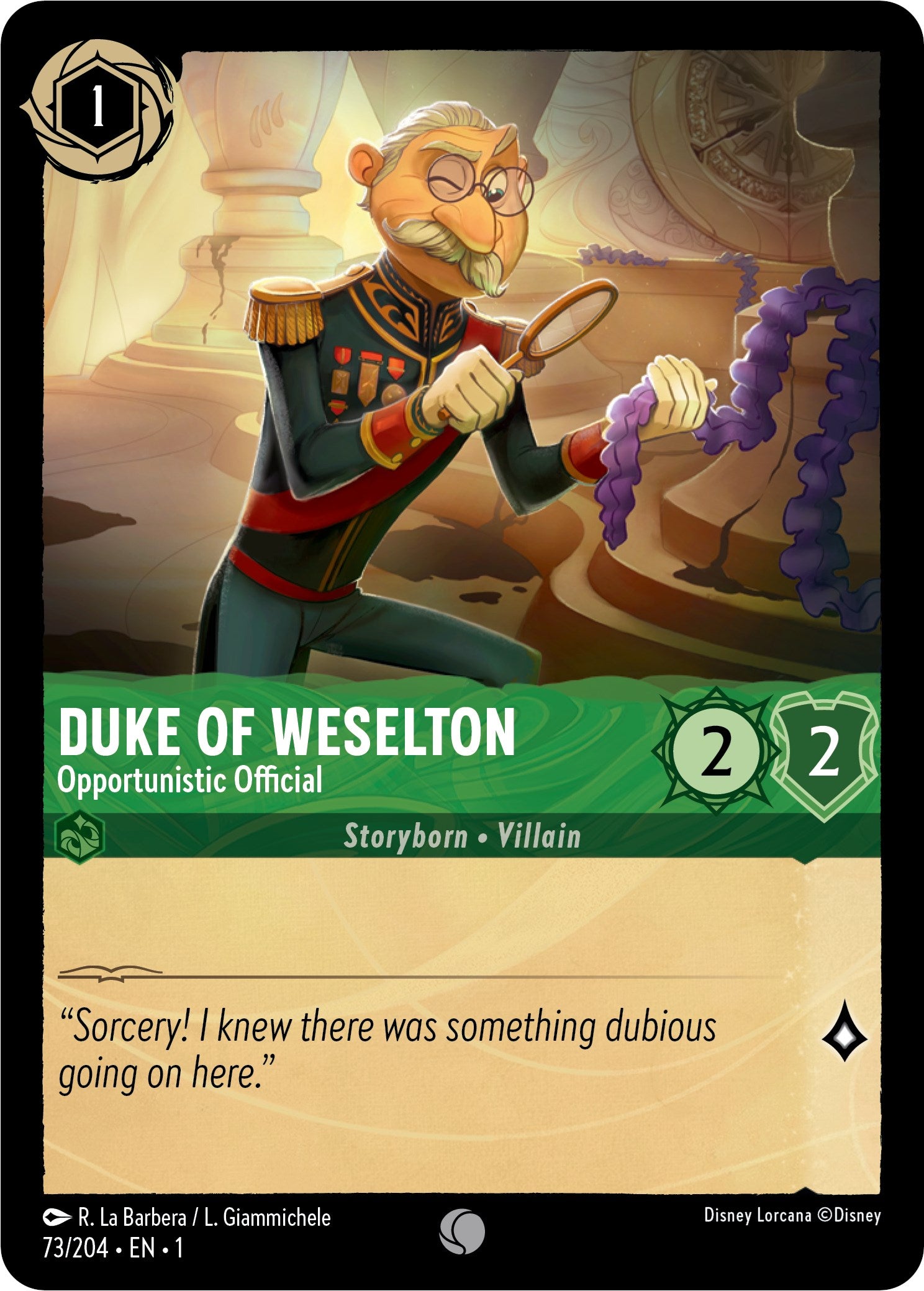 Duke of Weselton - Opportunistic Official (73/204) [The First Chapter] - Disney - Card Brawlers | Quebec | Canada |