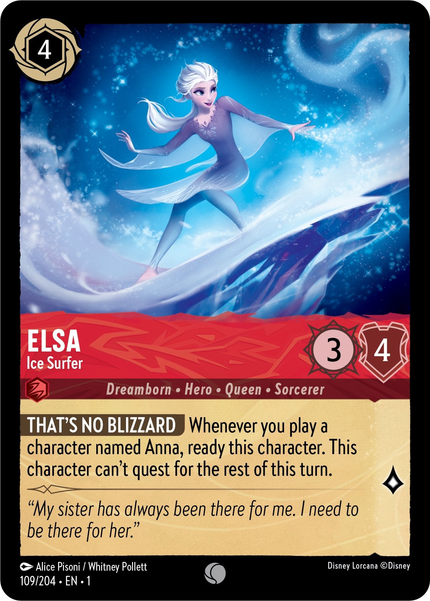 Elsa - Ice Surfer (109/204) [The First Chapter] - Disney - Card Brawlers | Quebec | Canada |