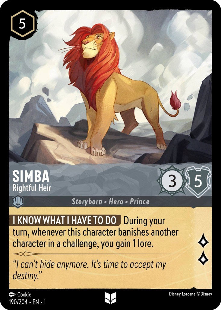 Simba - Rightful Heir (190/204) [The First Chapter] - Disney - Card Brawlers | Quebec | Canada |
