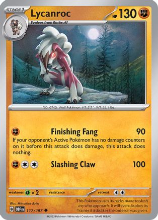 Lycanroc (117/197) [Scarlet & Violet: Obsidian Flames] - Pokémon - Card Brawlers | Quebec | Canada |