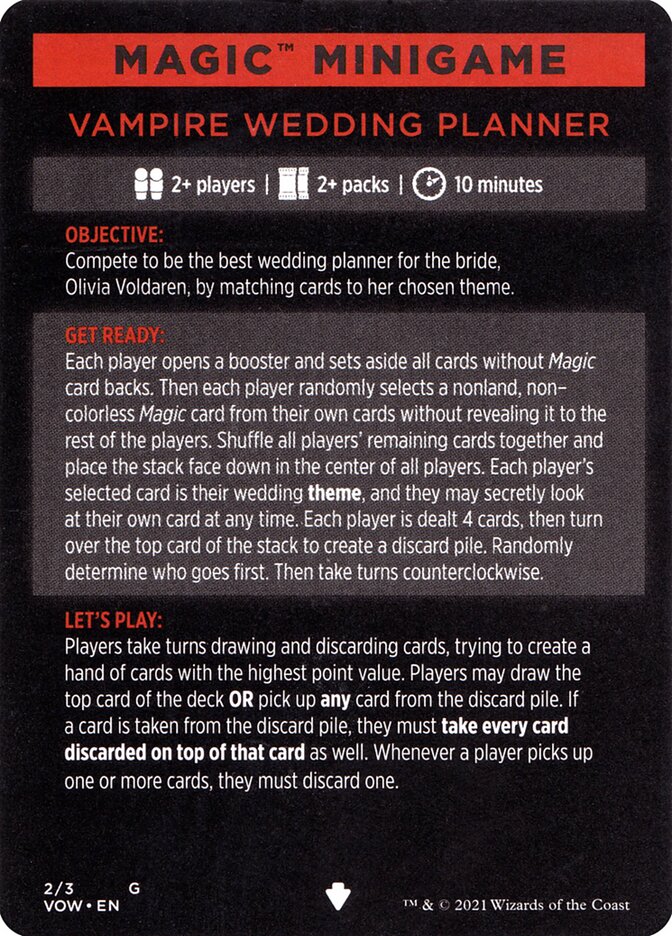 Vampire Wedding Planner (Magic Minigame) [Innistrad: Crimson Vow Minigame] - Magic: The Gathering - Card Brawlers | Quebec | Canada |