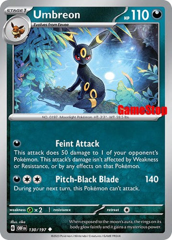 Umbreon (130/197) (Exclusivité GameStop) [Écarlate et Violet : Flammes d'obsidienne] 