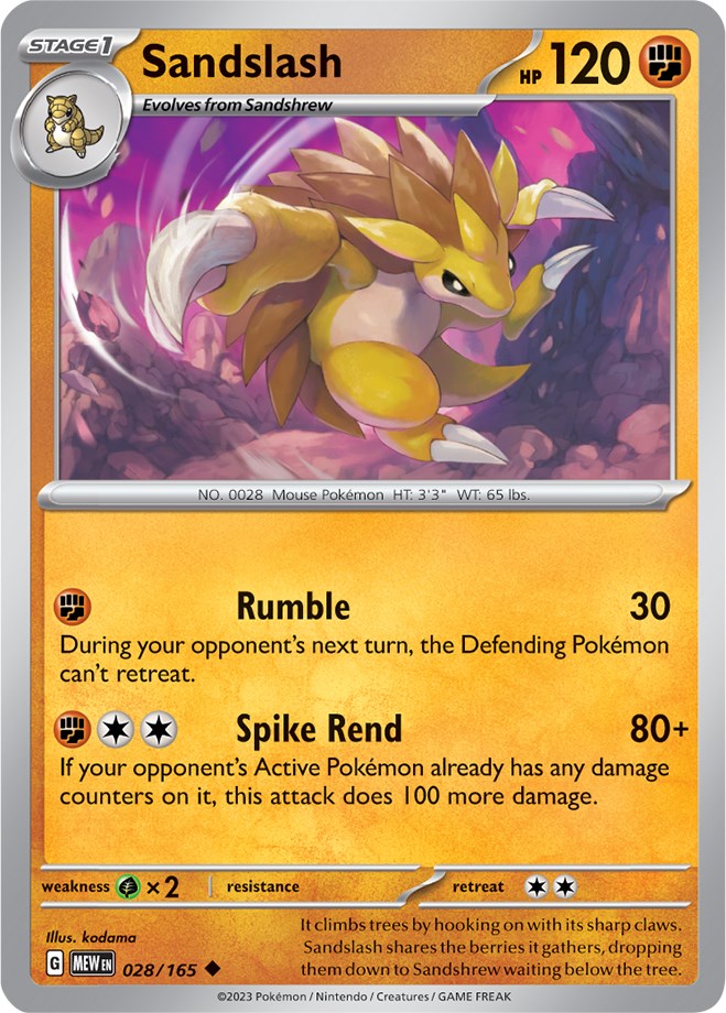 Sandslash (028/165) [Scarlet & Violet 151] - Pokémon - Card Brawlers | Quebec | Canada |