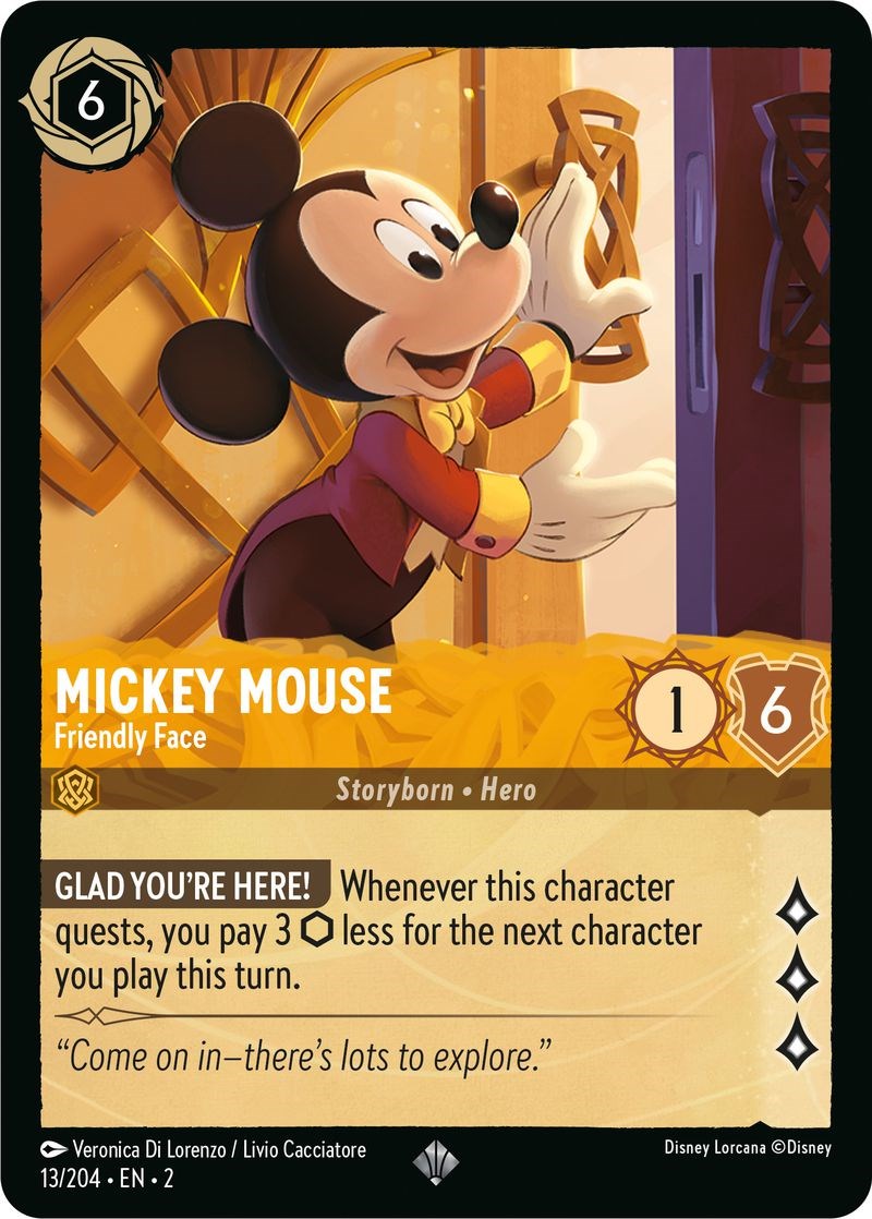 Mickey Mouse - Friendly Face (13/204) [Rise of the Floodborn] - Disney - Card Brawlers | Quebec | Canada |