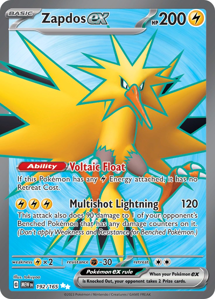Zapdos ex (192/165) [Scarlet & Violet 151] - Pokémon - Card Brawlers | Quebec | Canada |